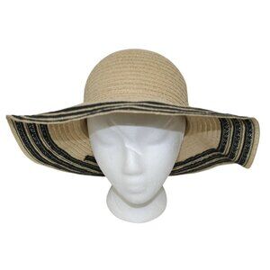 Kangol Sheer Diva Womens Beach Pool Sun Hat Small Black Trim Wide Brim